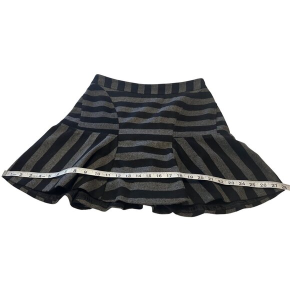 Worthington Mini Skater Skirt Wool Blend Black/Gray Stripes Women's Size 8 - Picture 6 of 16